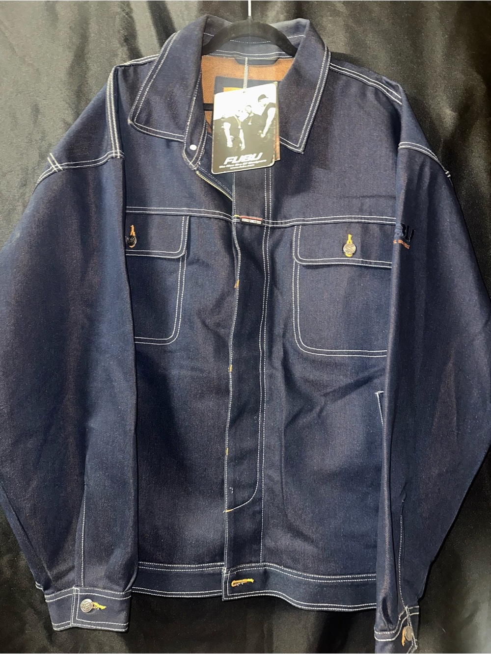 FUBU Dark Indigo Denim Jacket with Contrast Stitching